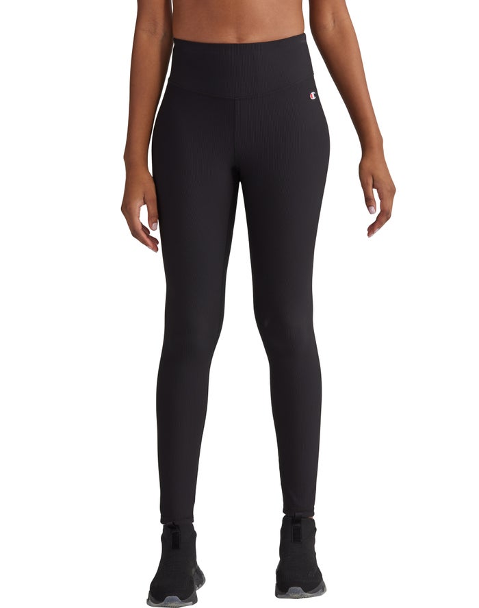 Champion Ribbed - Naisten Mustat Legginsit - Suomi 2314059-NG